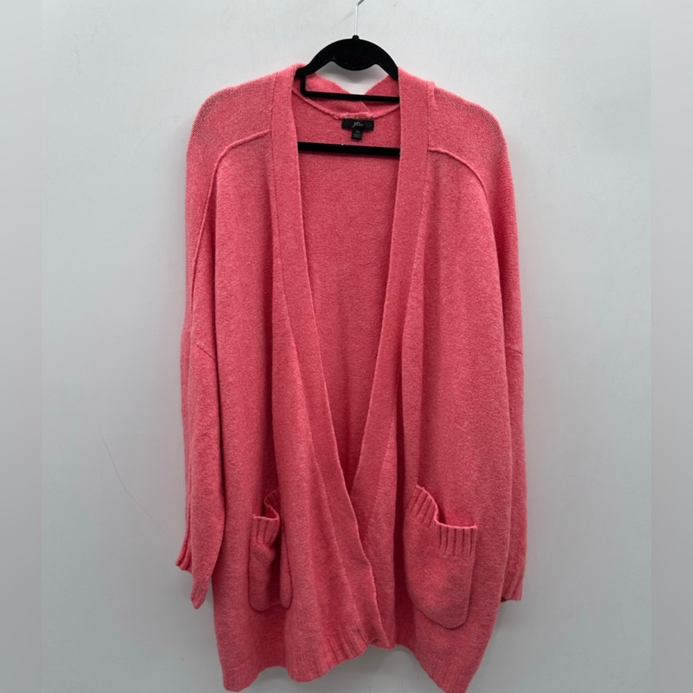 J Crew pink oversized plus size woman's wool blend open cardigan/ 3X